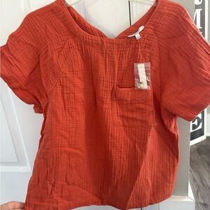 Madewell Textured Orange Blouse